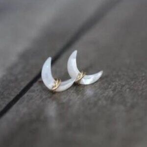 Moonbeam Studs - Mother of Pearl with Gold Fill